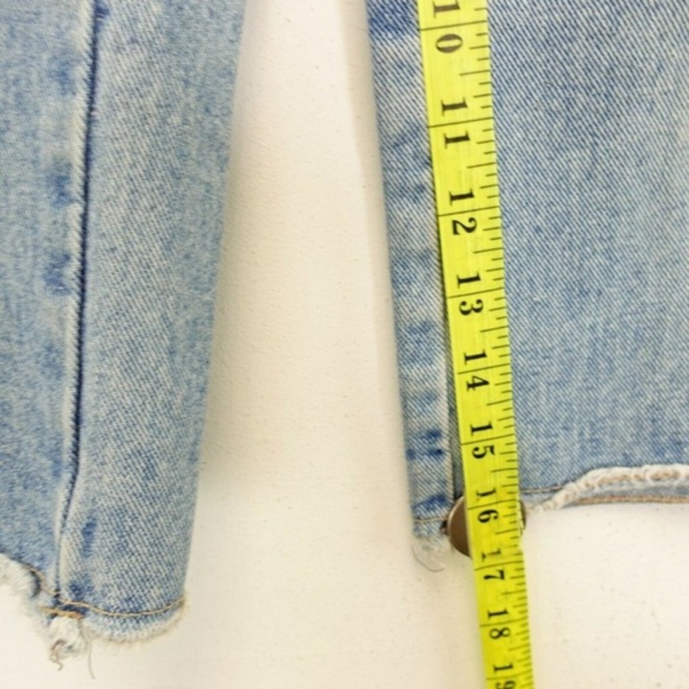 90s Y2K Festival Girls Jeans 8 Blue Distressed Denim Straight Raw Edge RAVE GIRL - Picture 8 of 11